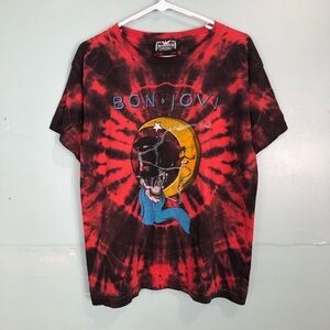 Bon Jovi Symmetria Vintage Large Tie Dye Acid‎ Wash Tee